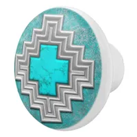 Southwest Turquoise Ceramic Knob