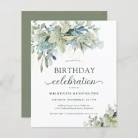 Budget Eucalyptus Birthday Celebration Invitation
