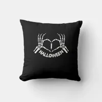 Skeleton Hand Heart Lazy Halloween Costume Funny Throw Pillow