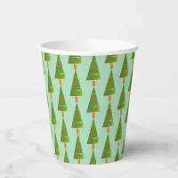 Stamped Christmas Trees on Green Paper Cups