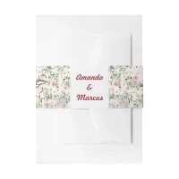 Japanese Cherry Blossoms Flowers Wedding Invitation Belly Band