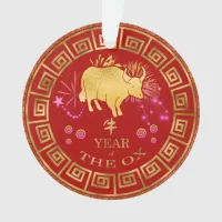 Chinese Zodiac Ox Red/Gold ID542 Ornament