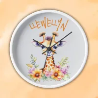 Monogrammed Baby Giraffe | Clock