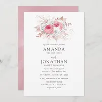 Blush Pink and Rose Gold Floral Wedding invitation
