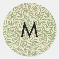 William Morris Willow Bough Vintage Leaf Monogram Classic Round Sticker