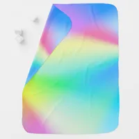 Modern faux iridescent pastel rainbow colored baby blanket