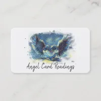 *~* Artsy Denim BLUE Heart Angel Wings AP78 QR Business Card