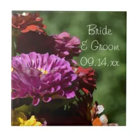 Garden Zinnia Flowers Wedding Ceramic Tile