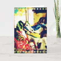 Merry-Go-Round Horses Summer Flashback Digital Art Holiday Card