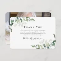 Elegant Eucalyptus Photo Funeral Thank You  Note Card