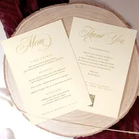 Wedding Menu with Thank You Gold