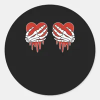 Anti Valentine Skeleton Hands Heart Goth Classic Round Sticker