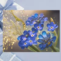 Forget-me-not flower with gold accents  tissue paper