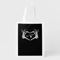 Skeleton Hand Heart Boo Season Spooky Vibe Grocery Bag