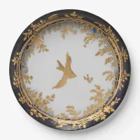 Elegant Vintage Artwork Gold Bird Swallow Paper Plates