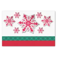 Merry Christmas Snowflakes & Green Plaid Ribbon Tissue Paper