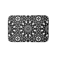 Funky Mandala Black+White Pattern Bath Mat