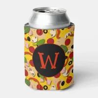 Pizza Lover Fun Monogram Can Cooler