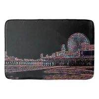 Black Stained Glass Santa Monica Pier Bath Mat