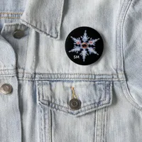 Monogram Snowflake Zombie Fridge Creepy Christmas Button