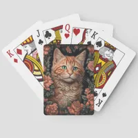 Beautiful Ginger Kitten and Flowers Poker Cards