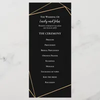 Elegant Gold & Black Geometric Lines Wedding Program