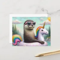 Otter on an Unicorn Float Postcard