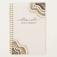 Champagne Gold Brown Glitter Agate Geode Planner