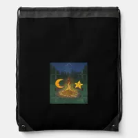 Chat Between The Moon Graphic Drawstring Bag