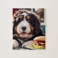 Adorable Bernerdoodle at the Diner Jigsaw Puzzle