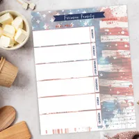 Meal Planner & Shopping List Patriotic Watercolor  Notepad