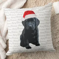 Black Lab Santa Dog Merry Christmas- Labrador Dog Throw Pillow