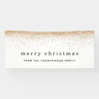 Gold Faux Glitter Border Name Merry Christmas Banner