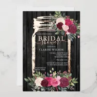 Elegant Modern Mason Jar Bridal Shower Foil Invitation