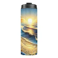 Ocean View Tropical Paper Quilling Effect  Thermal Tumbler