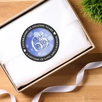 Elegant 65th Blue Sapphire Wedding Anniversary Classic Round Sticker