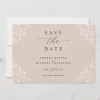 Elegant Champagne Tan Wedding Vintage Save The Date