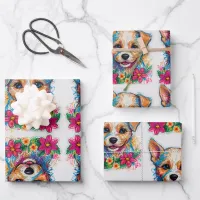 Cute Little Small Puppy Dog Pencil Art Wrapping Paper Sheets