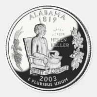 Faux Alabama State Quarter Spirit of Courage Classic Round Sticker