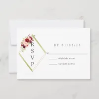 Burgundy-Marsala and Blush Boho Geometric Wedding RSVP Card