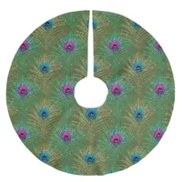 Peacock Feather Glitter and Sparkle Brushed Polyester Tree Skirt