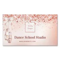 Dance studio school rose gold pink logo business card magnet