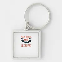 Eat Drink And Be Scary Halloween Bats Party Hallow Keychain