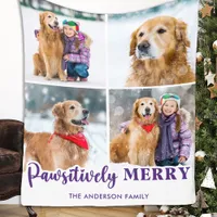 Cute Pet Photo Collage Personalized Dog Christmas Fleece Blanket