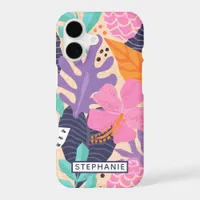 Abstract Tropical Jungle Custom Name iPhone 17 Case