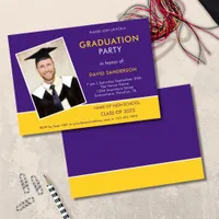 Simple Text Photo Yellow Purple 2025 Graduation Invitation