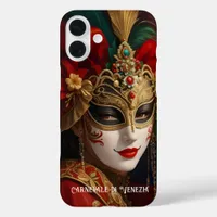 Carnival of Venice mask red green gold iPhone 16 Plus Case