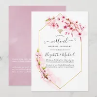 Geometric Pink Spring Blossom Virtual Wedding Invitation
