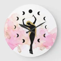 *~* Rays Crystals Cosmic Gold Black Goddess Moon Large Clock