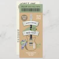 Indie Acoustic Rock ’n’ Roll Wedding Ticket Invitation